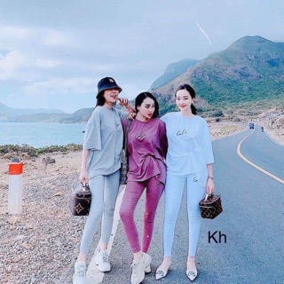 Bộ thể thao 3 màu tím/ ghi/ trắng ( chất cotton hàng fs) xả màu trắng