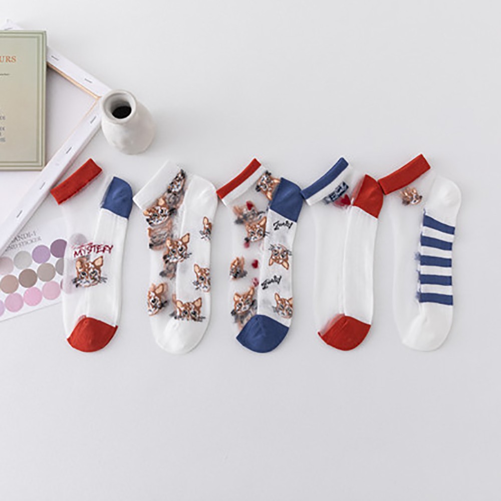 Tất Cotton Mỏng In Hình Mèo Hoạt Hình Thời Trang Cho Nữ 2life