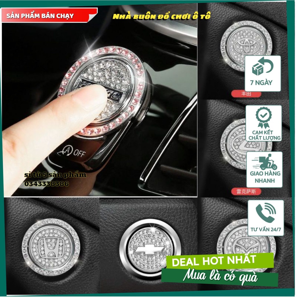 Nút Start Stop Ô Tô Đính Đá - Trang Trí Nút Khởi Động Xe