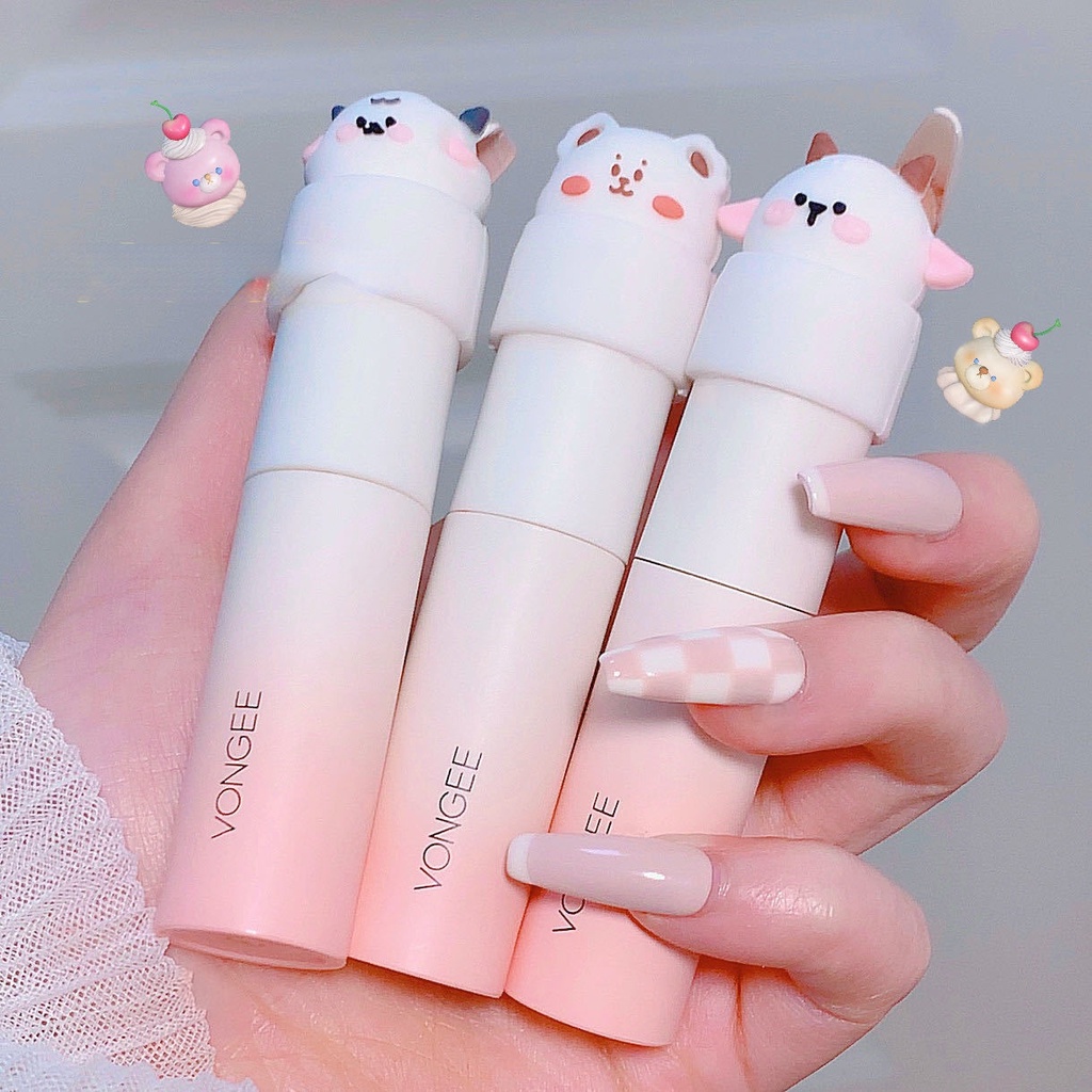 [Hàng mới về] Son môi trang điểm VONGEE dạng kem lì mịn lâu trôi thiết kế kiểu hoạt hình đáng yêu