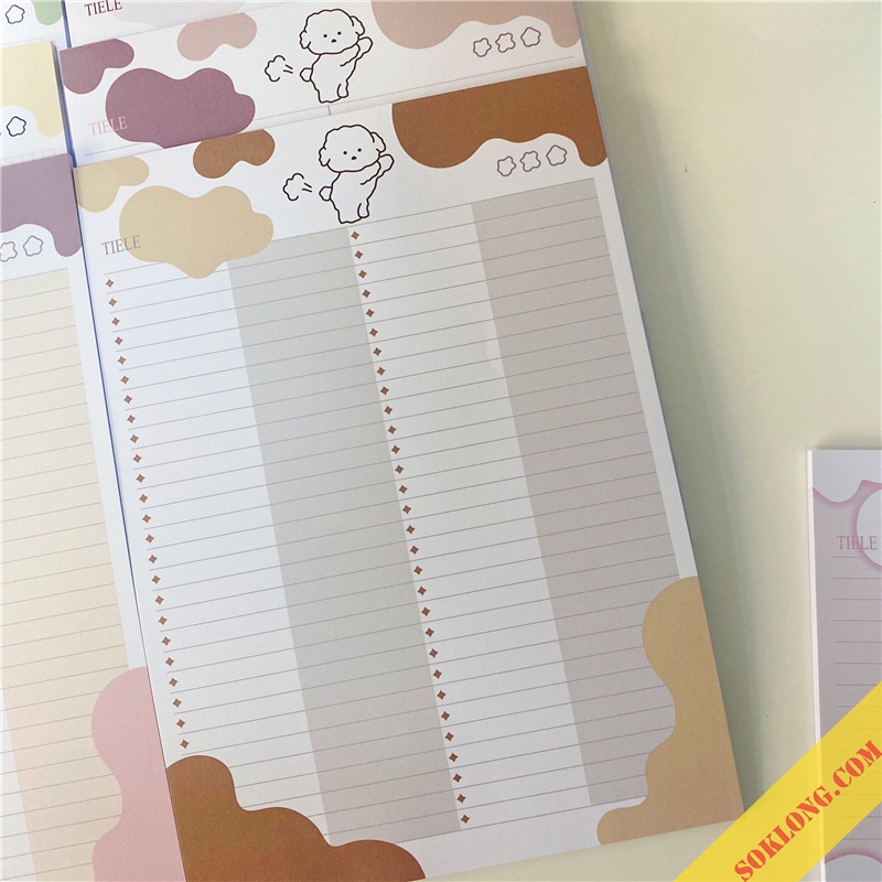 Giấy viết từ mới ngoại ngữ S08 tập 30 tờ giấy học ngoại ngữ dễ thương có cột từ mới ngữ pháp SỔ KLONG