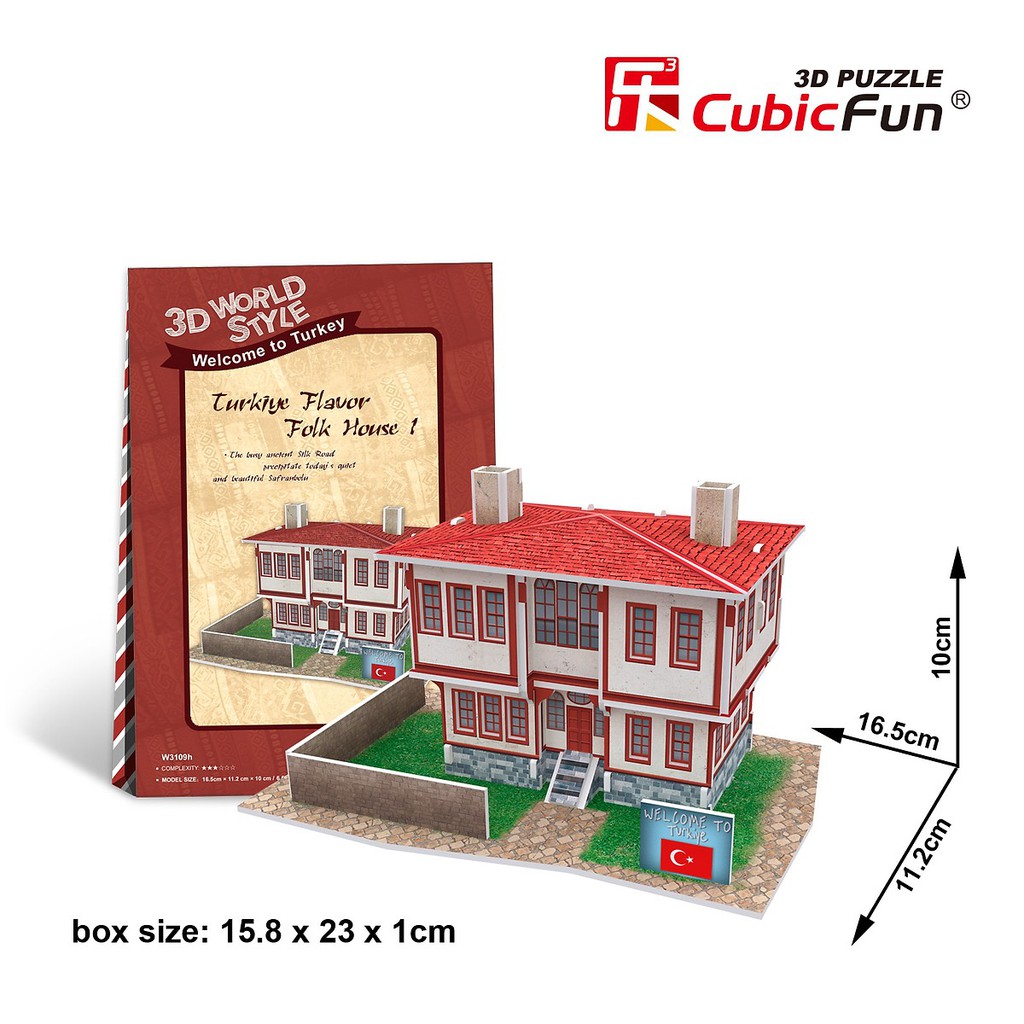 Mô hình giấy lắp ráp Cubic Fun: nhà truyền thống Thổ Nhĩ Kỳ Turkiye Flavor Folk House 1 W3109h