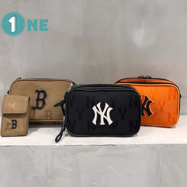 ( Chuẩn Hãng ) Túi Đeo Chéo MLB NY Monogram Nylon Jacquard Crossbody Bag Boston Red Sox Brown Size 18 Full Tag Mac