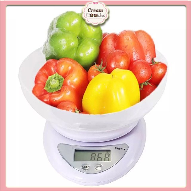 Cân Điện Tử Nhà Bếp 5kg, Cân Tiểu Ly làm bánh Chia Thực Phẩm Electronic Kitchen Scale B05 (Tặng 2 Pin)