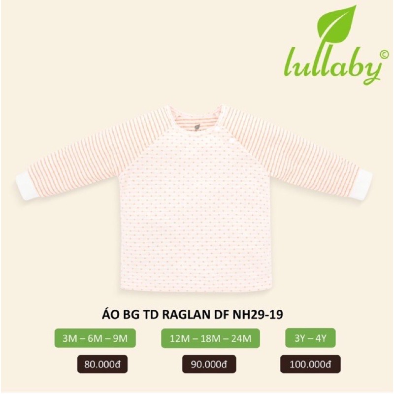 Áo bé trai, bé gái thu đông 2 lớp Raglan bổ nẹp Lullaby (Sz 6m-4y)