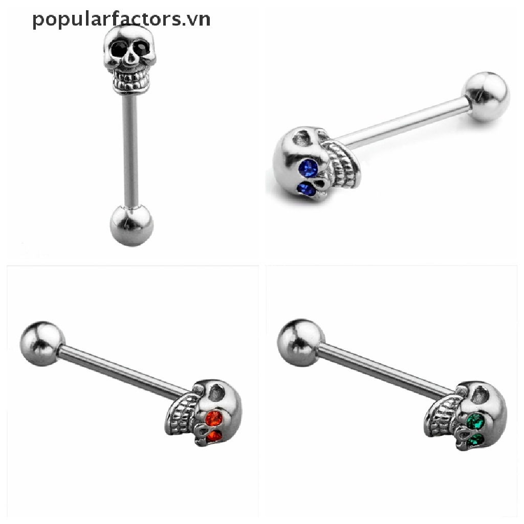 Khuyên Lưỡi Bằng Thép Không Gỉ Đính Đá CZ 14G