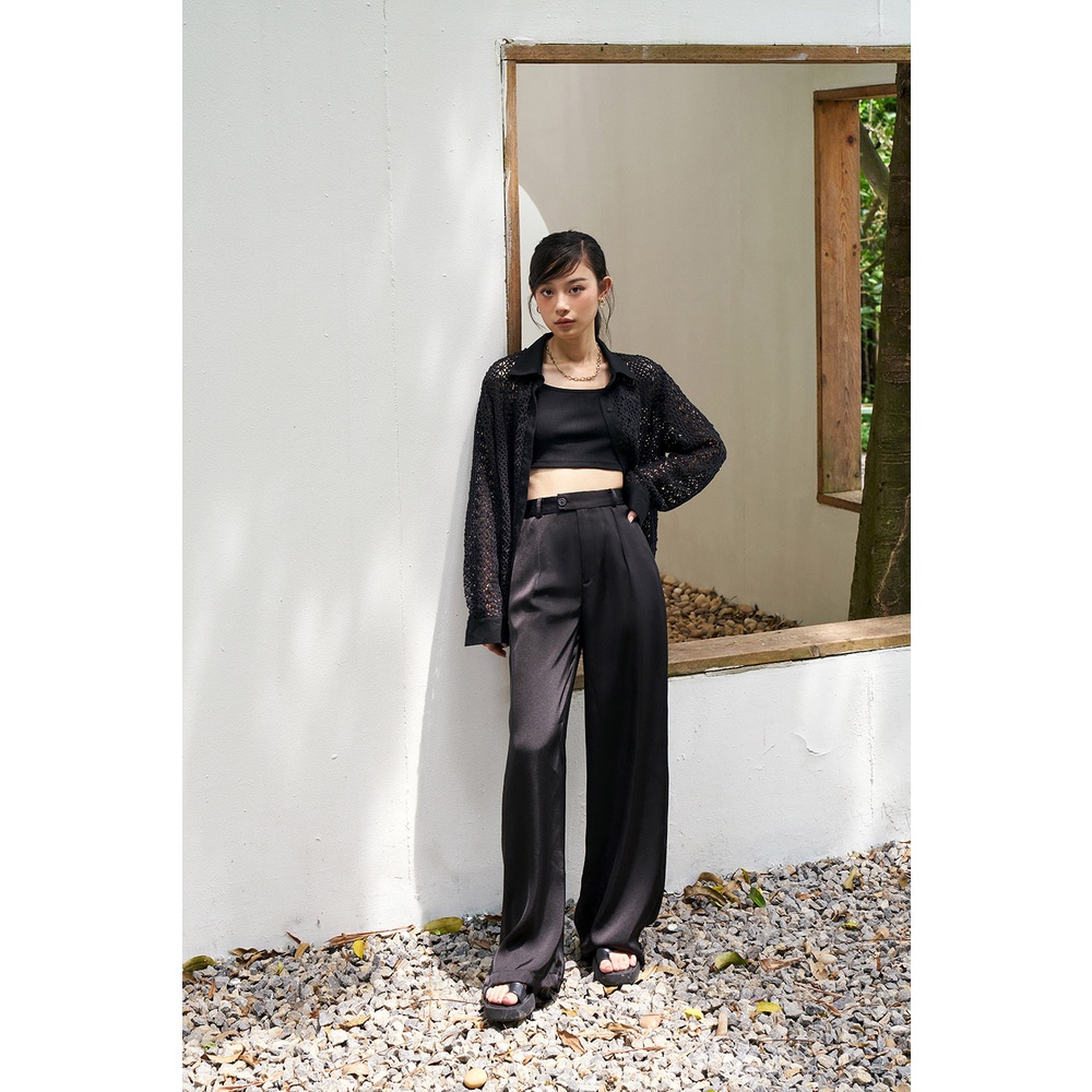 DOTTIE - Áo sơmi vải ren nữ đen T0533