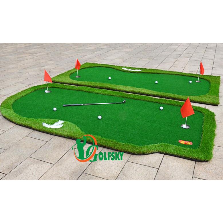 THẢM TẬP PUTTING GOLF 2 in 1 Kích thước 2,5m x 1,25m ( PUTTING + SWING) . Tặng kèm 10 bóng và 2 tee golf cao su