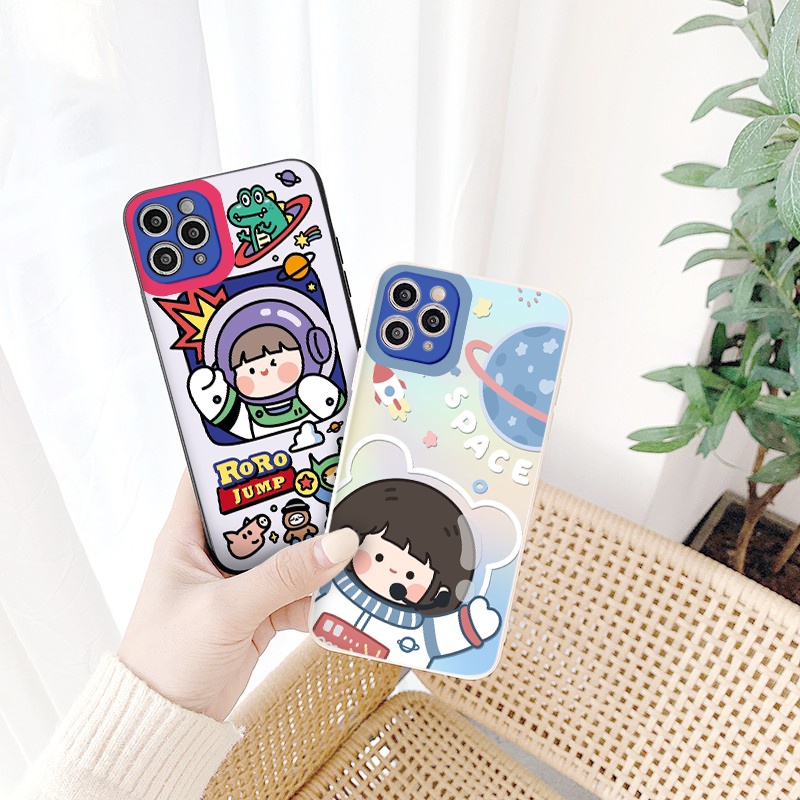 Ốp lưng iphone Roro space cạnh vuông chống sốc cho iphone 11 7plus 8plus x xsmax 11pro max 12pro 12promax13promax tr286