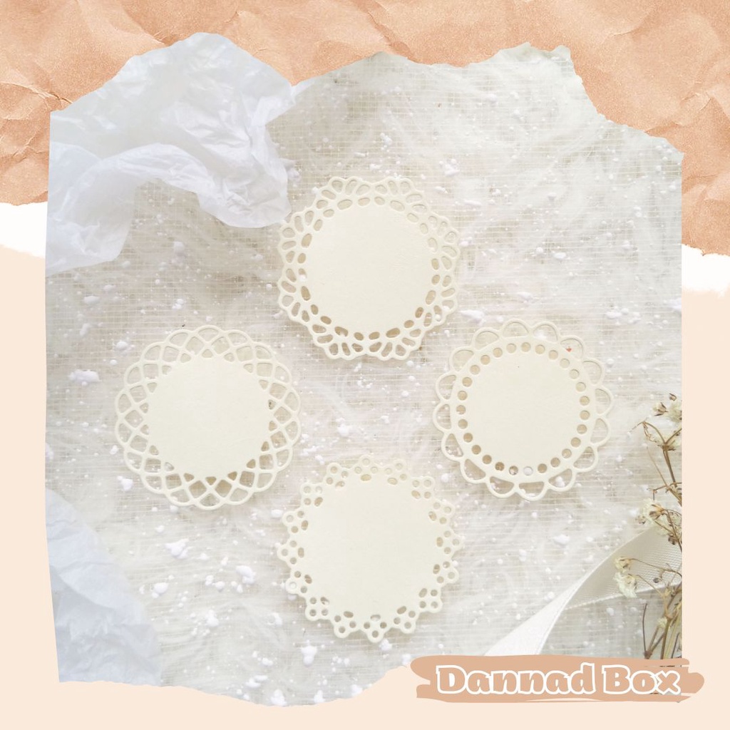 Set 16 Diecut Paper Cutting Doily Tròn Trang Trí Journal Scrapbook DIY