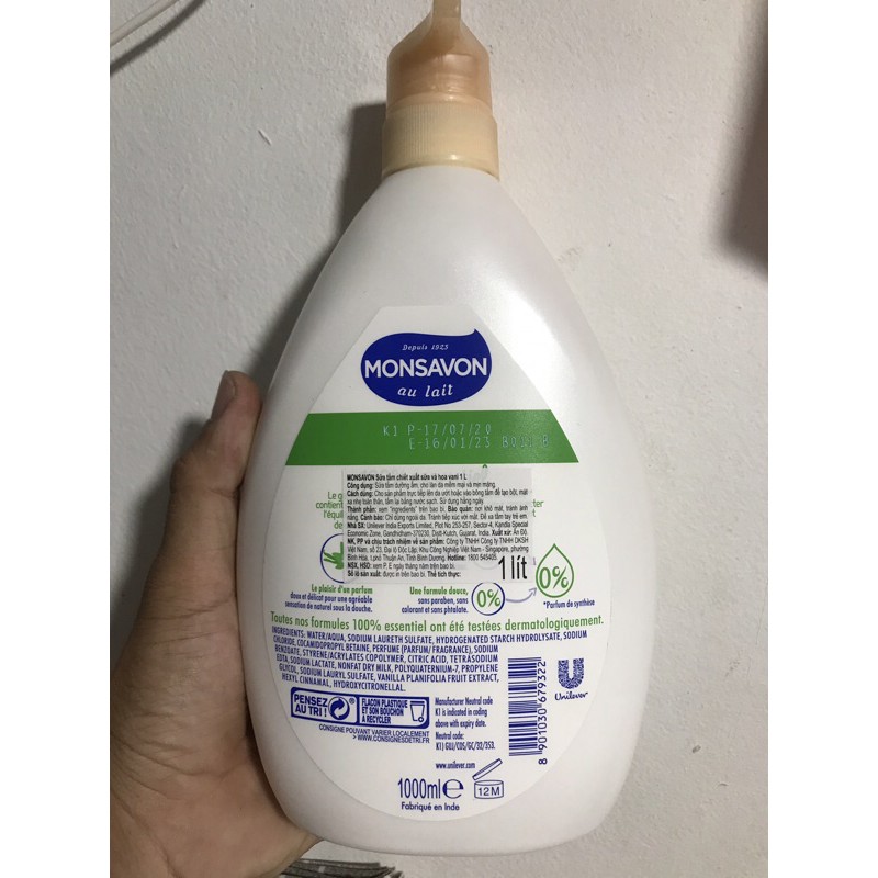 Sữa tắm Monsavon chiết xuất sữa và hoa vani 1000ml