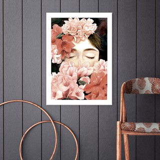 Cô gái và hoa. Tranh Canvas tràn viền hiện đại treo tường phòng khách đẹp 40x60cm