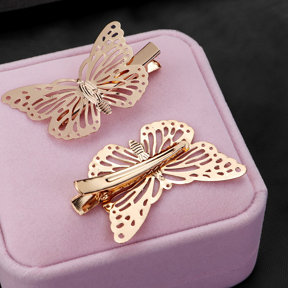 Kẹp tóc kim loại hình bướm kiểu cổ điển cho bạn nữ