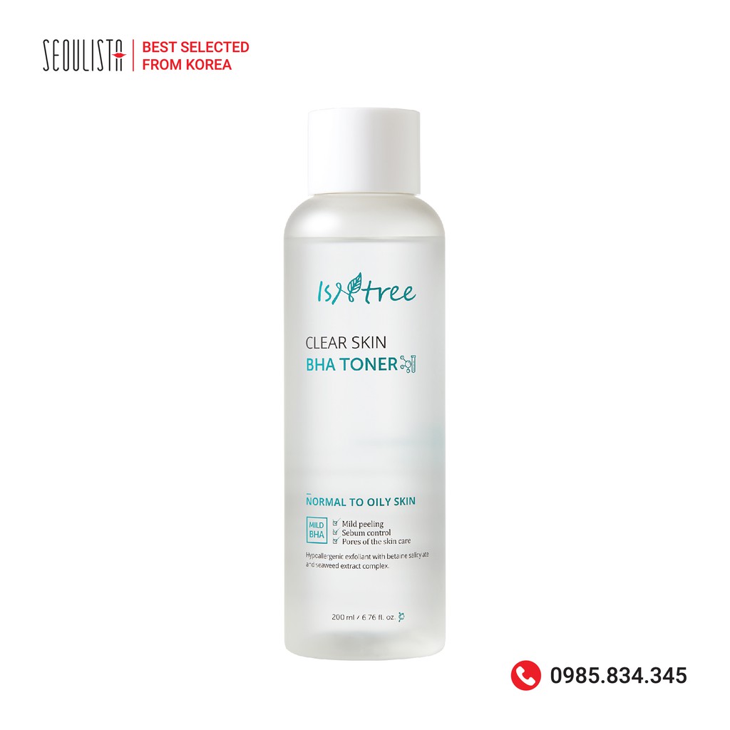 Toner tẩy tế bào chết ISNTREE CLEAR SKIN BHA TONER