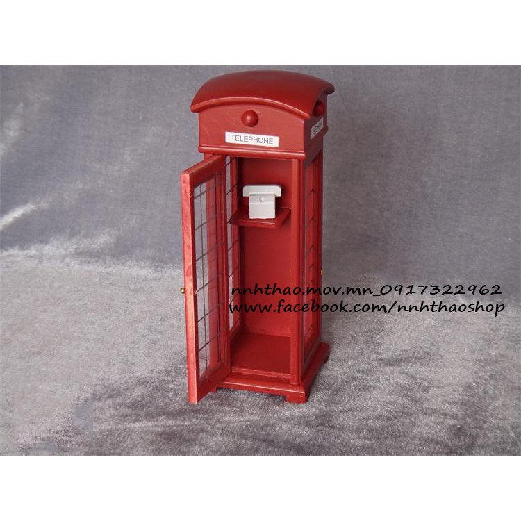 Miniature trang trí mô hình, roombox_buồng điện thoại (1:12)