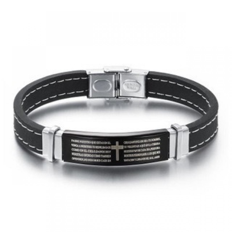 Vòng Tay Bùa Hộ Mệnh Bằng Thép Không Gỉ Mặt Thánh Giá Thời Trang Cổ Điển 21CM Cho Nam