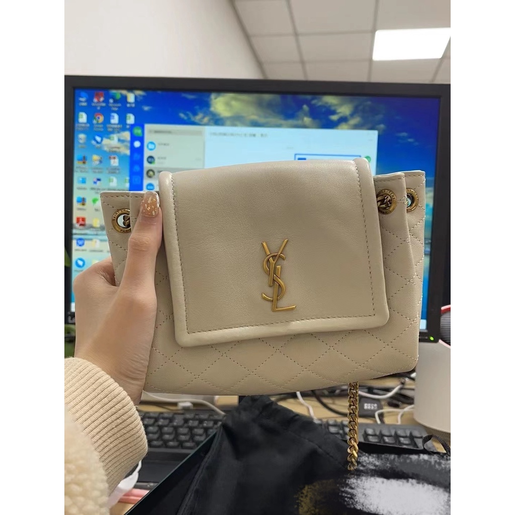Túi Đeo Chéo Bằng Da In Hình YSL Thời Trang