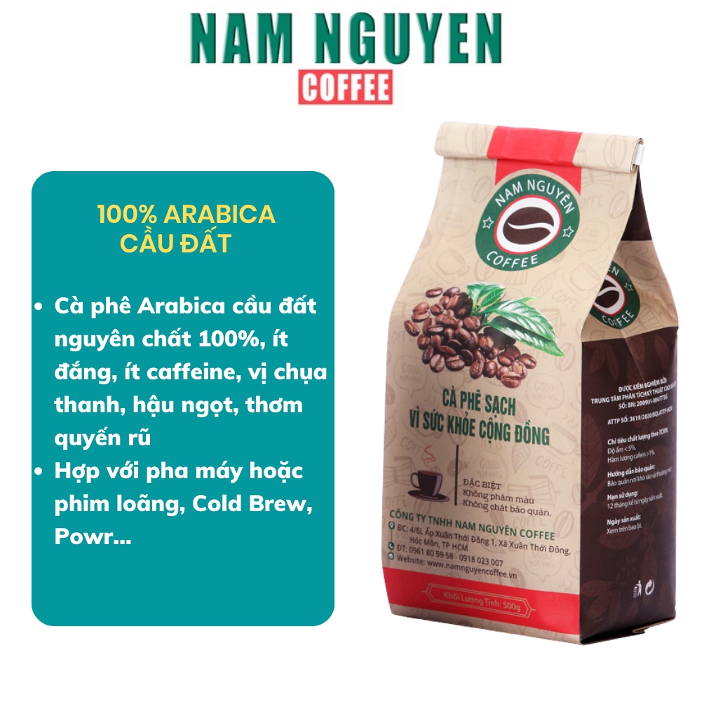 Cà phê rang xay Arabica cầu đất vị chụa thanh, thơm quyến rũ pha máy, pha phin từ Nam Nguyên
