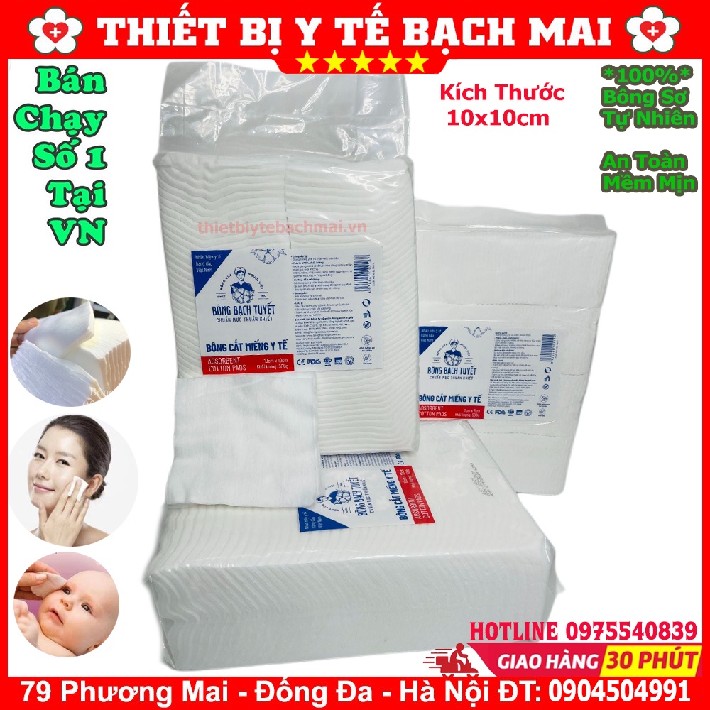 [01KG] Bông Cắt Miếng 10x10cm, 7x7cm Lau Vệ Sinh Cho Bé, Spa, Thẩm Mỹ - Chính Hãng BÔNG BẠCH TUYẾT