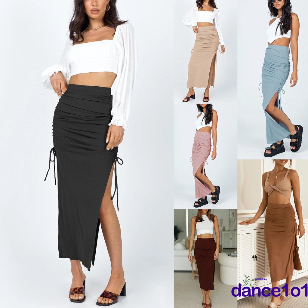 Chân Váy Lưng Cao Màu Sắc Thời Trang Mùa Hè Cho Nữ