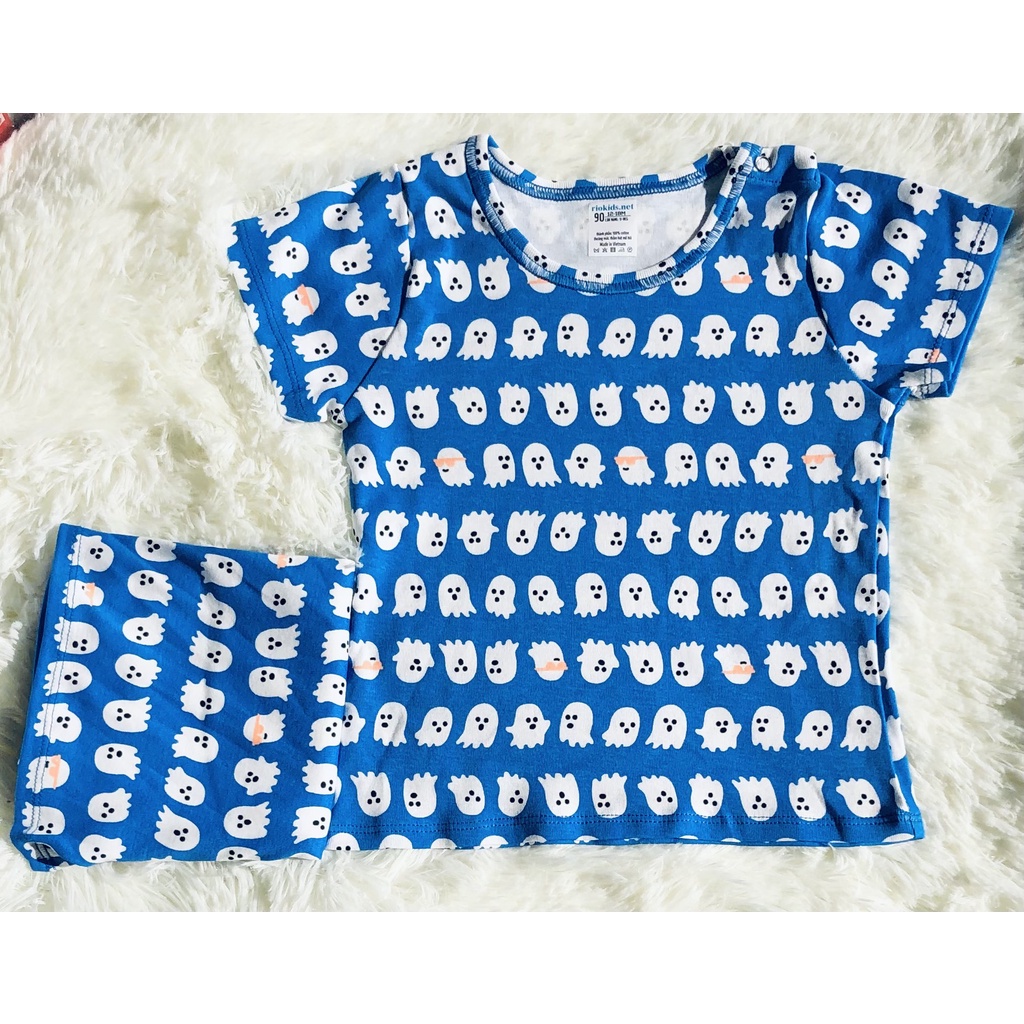 Bộ Thun bozip cotton cộc tay Riokids cao cấp cho bé trai bé gái, hàng xuất xịn