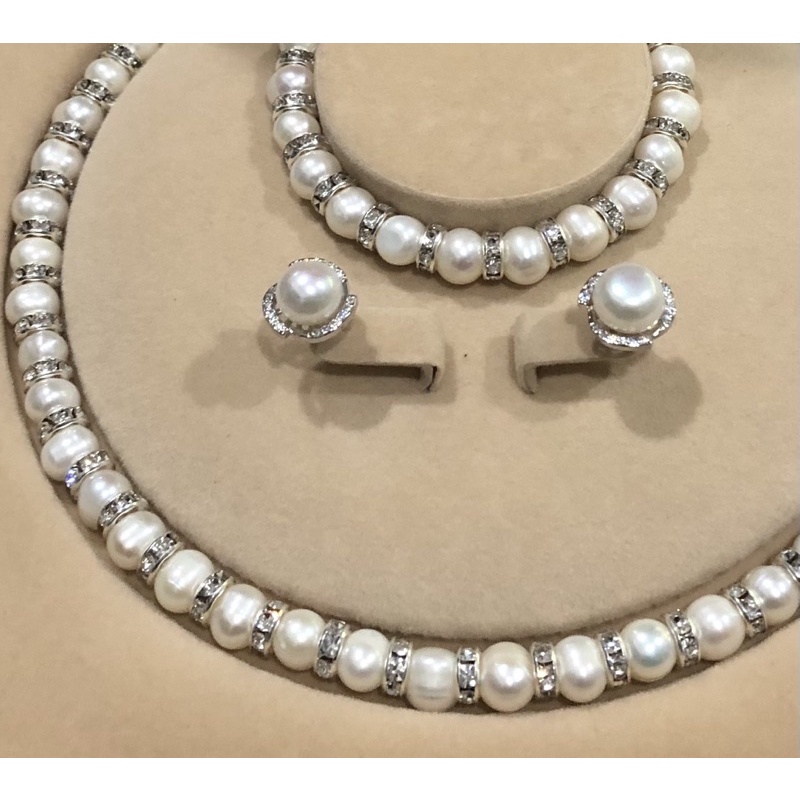 Mã ICBFRI300 giảm10% đơn 249K- Bộ Trang Sức Ngọc Trai 3 Món 9 ly Mix Bi Charm Đá Bạc Thanh Lịch - Ngọc Trai Trường Thịnh