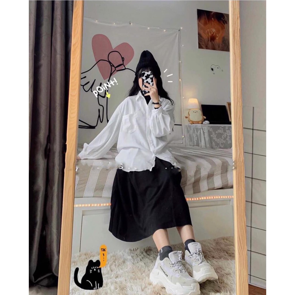 [Mã FAMAYWA giảm 10K đơn 50K] Áo Sơ Mi Trắng Tay Phồng Túi Ngực Unisex Form rộng | BigBuy360 - bigbuy360.vn