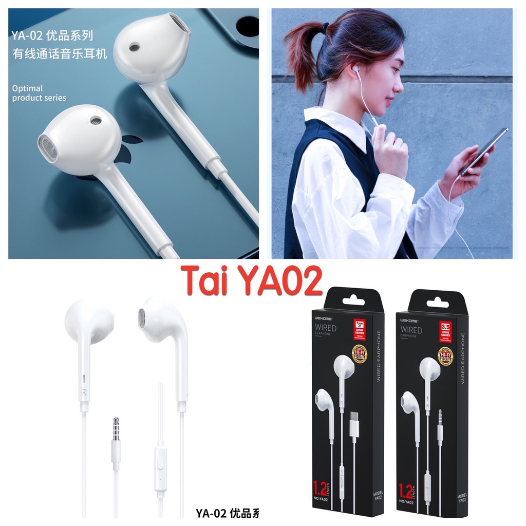 ❤️KeyyStore❤️ Tai nghe có dây WEKOME YA02 Dài 1.2m cho máy tính laptop PC Điện thoại Mobille Âm Thanh Khủng,Siêu bền