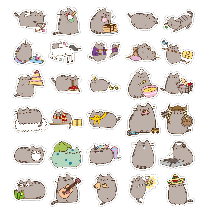 Bộ 100 Sticker Mèo Pusheen Siêu Dễ Thương