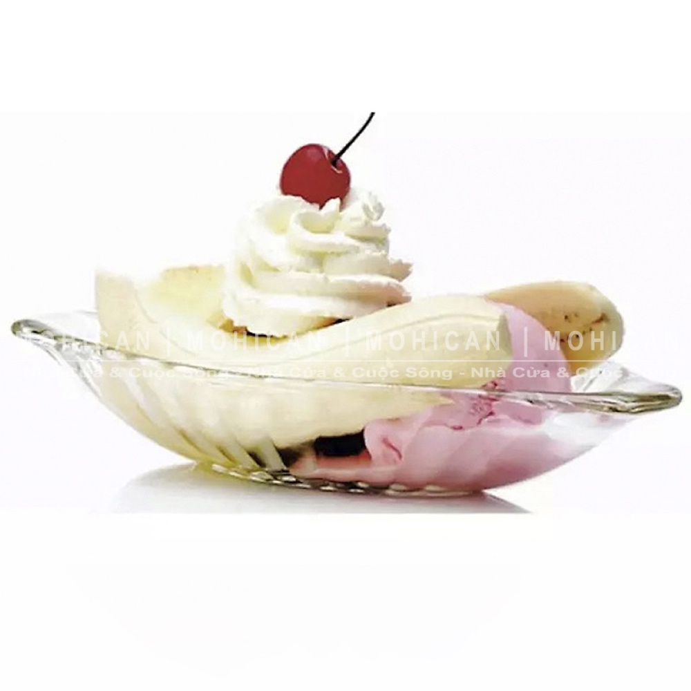 Ly thủy tinh Ocean Alaska Banana Split Dish 350ml hình chiếc thuyền, đĩa xuồng ăn kem, đựng bánh dễ thương OCEG-P00116