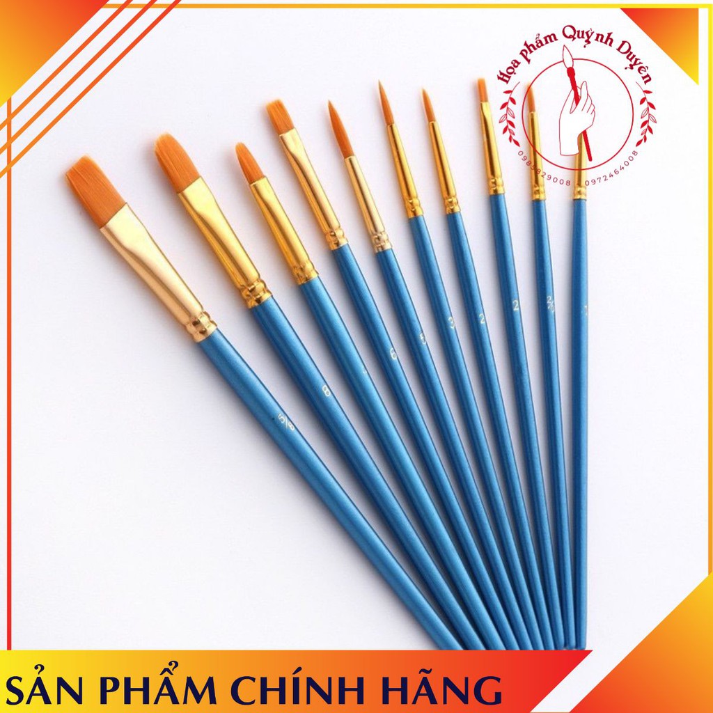 GIÁ RẺ] Bộ cọ vẽ 10 cây dùng trong ngành mỹ thuật vẽ tranh nước , sơn dầu,acrylic