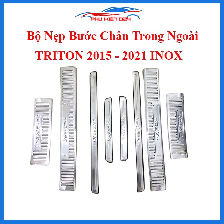 Ốp bậc cửa, nẹp bước chân Triton 2015-2016-2017-2018-2019-2020-2021 INOX chống trầy bảo vệ xe