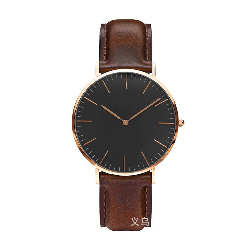 Đồng hồ thời trang dây da unisex (nam-nữ)  Geneva PKHRGE068 - mặt đen
