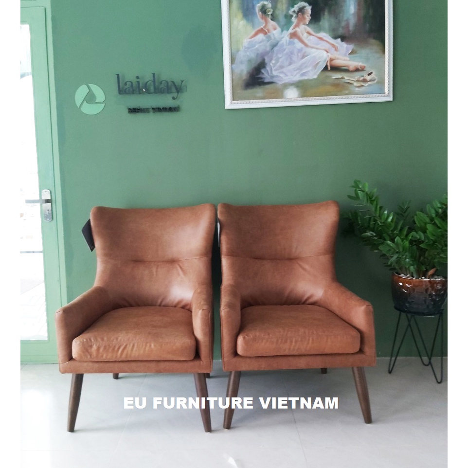 Ghế Armchair xuất dư màu da bò Brentwell accent chair Kích Thước: Dài 72.4cm x Rộng 86.4cm x Cao 46/101.6cm