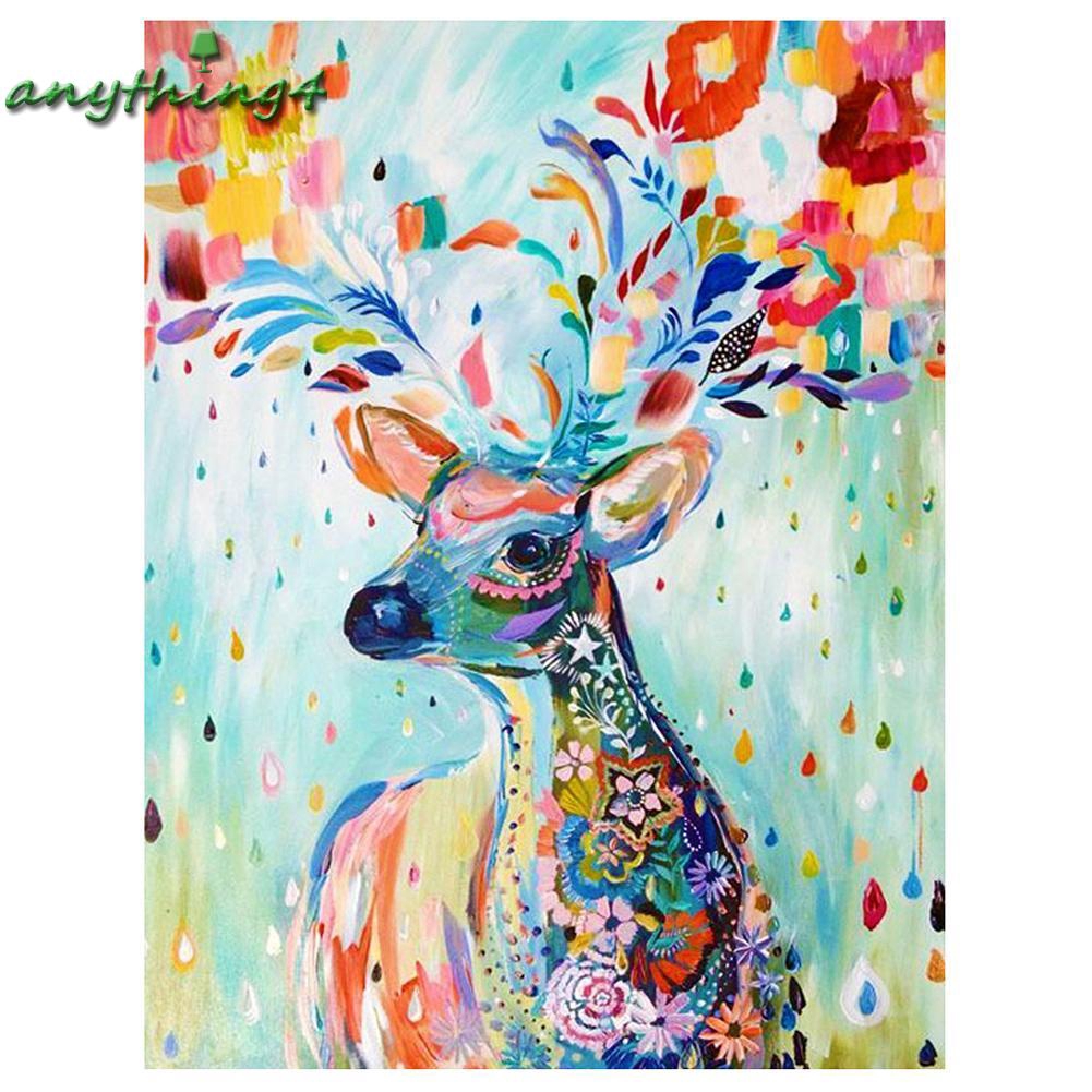 Bộ tranh thêu đính đá 5D DIY hinh hươu nhiều màu đẹp mắt