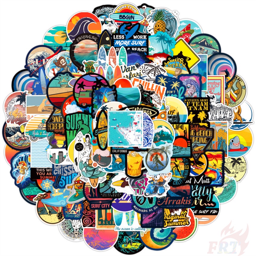 100Pcs/Set ❉ Summer Surfing Series B Stickers ❉ DIY Fashion Waterproof Mixed Luggage Laptop Skateboard Doodle Stickers