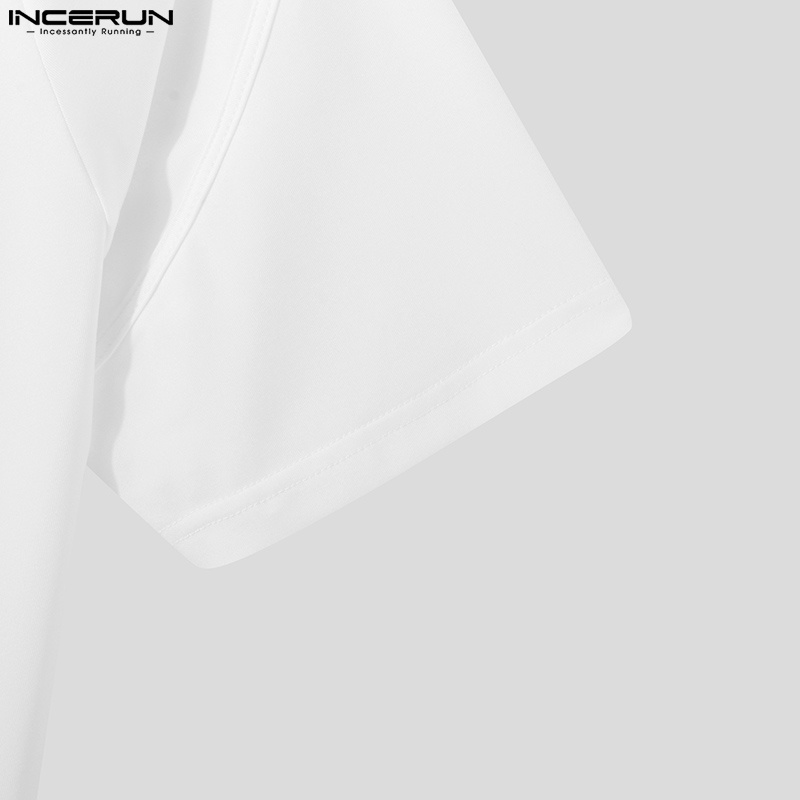 Áo thun INCERUN tay ngắn màu trắng năng động thời trang cho nam