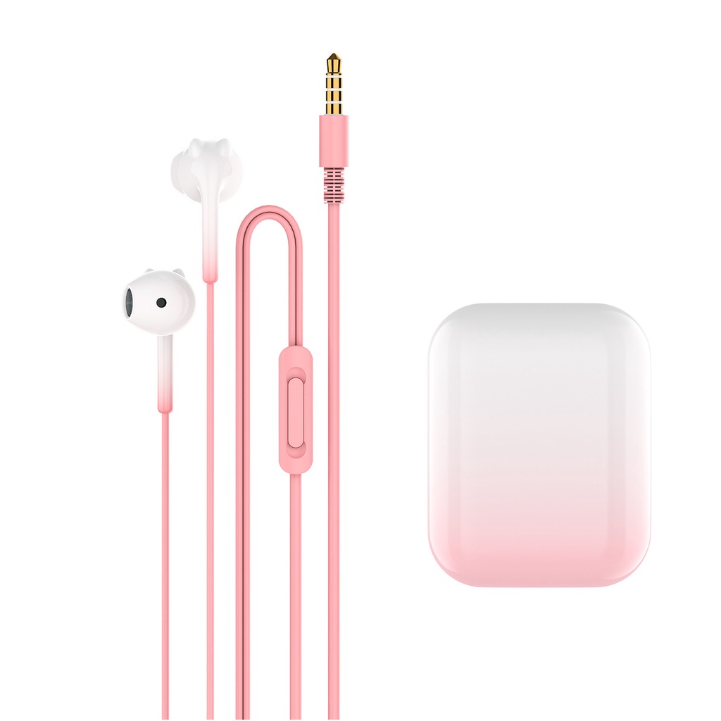 Tai Nghe Nhét Tai Q60 Màu Gradient Có Dây Âm Thanh Stereo Với Mic 3.5mm Cho Điện Thoại