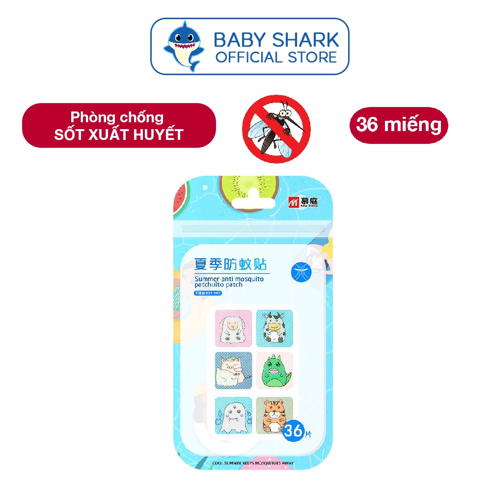 (Hot TaoBao) Miếng dán chống muỗi - Gói 36 miếng dán chống muỗi, đuổi muỗi cho bé - Baby Shark Official Store