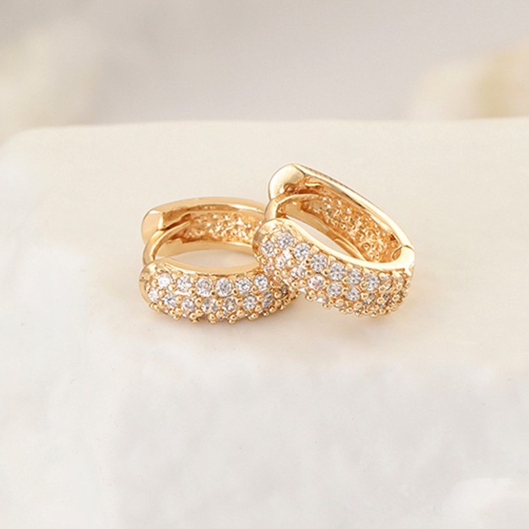 14K Gold-Coated Zircon Earring Ring Round Ear Buckle Fashion Ear Clip Ear Jewelry