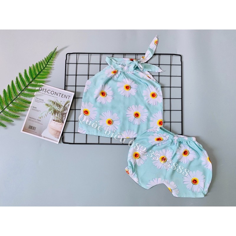 bộ cộc yếm bé gái siêu cu kute chất vải lanh (tole) loại1 ( size 5-19kg)