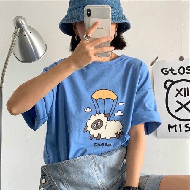 Áo phông, áo thun nam nữ form rộng tay lỡ Unisex CỪU SHEEP Từ 50-70kg