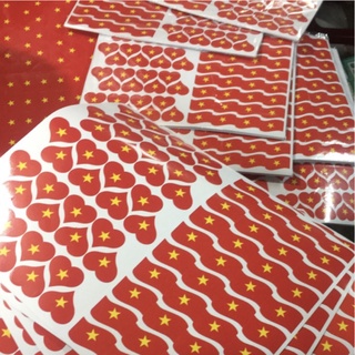 Set 80 Sticker dán mặt, decal cờ đỏ sao vàng, decal dán lá cờ việt nam, cờ tổ quốc siêu rẻ giá sỉ, cổ vũ thể thao