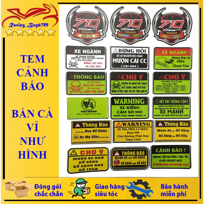 Tem Sticker đề can Cảnh báo