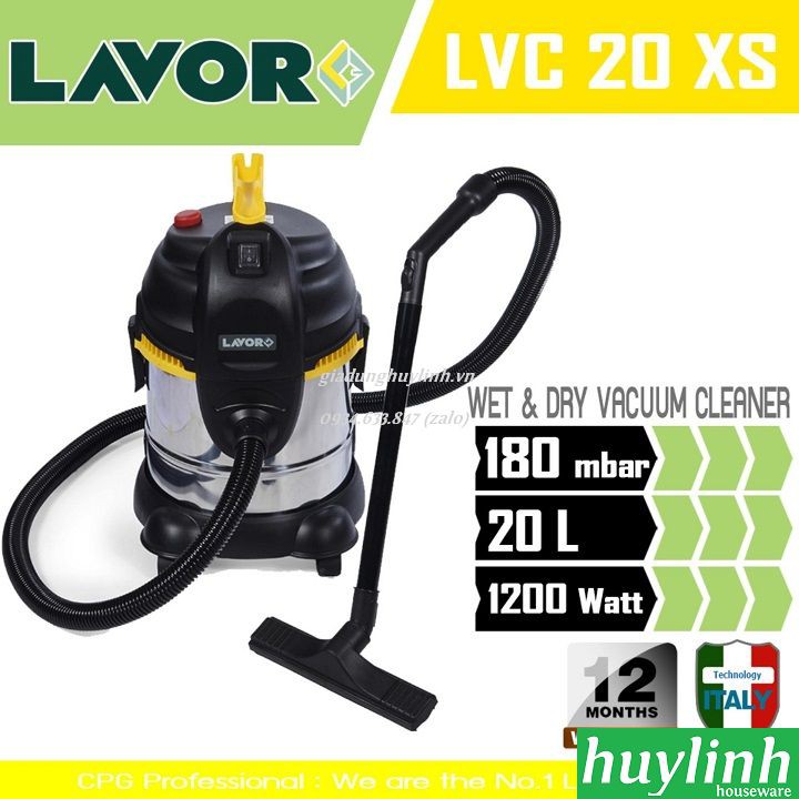 [Mã ELHA22 giảm 6% đơn 300K] Máy hút bụi khô và ướt Lavor LVC 20 XS - 20 lít