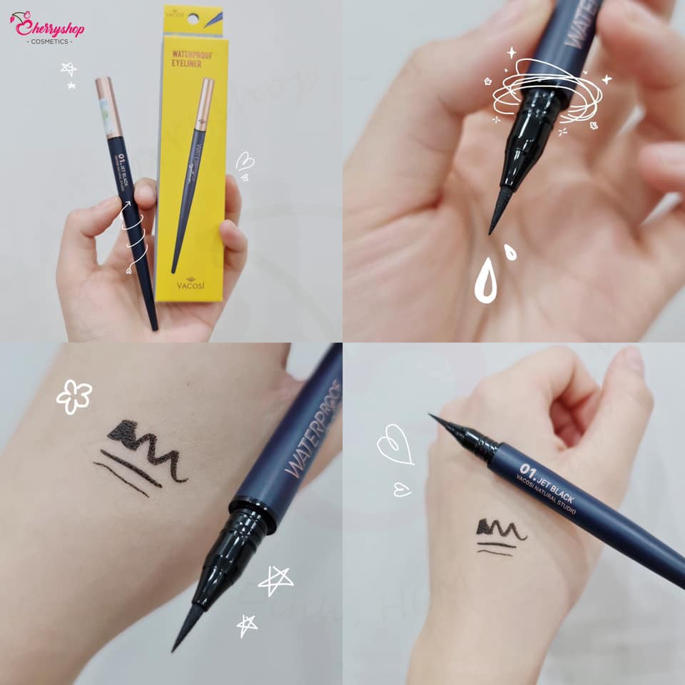 BÚT DẠ KẺ MẮT NƯỚC SIÊU LÌ VACOSI NATURAL STUDIO WATERPROOF EYELINER