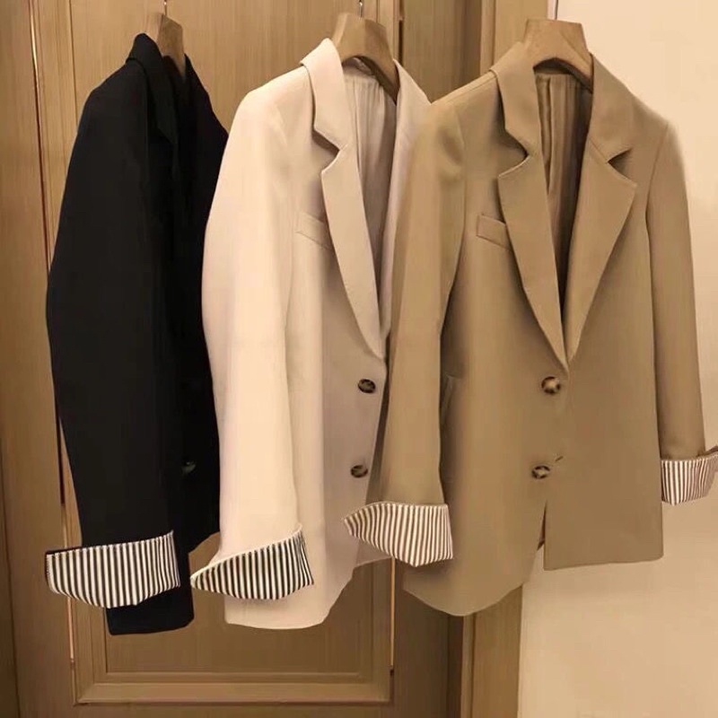 ÁO BLAZER 2 lớp- pha kẻ tay - 🌺 kèm ảnh thật