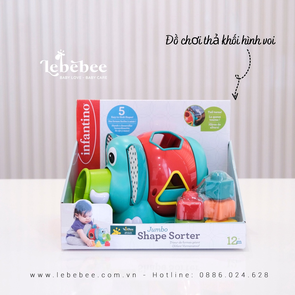 Đồ chơi Infantino - Jumpo shape sorter - đồ chơi thả khối hình voi