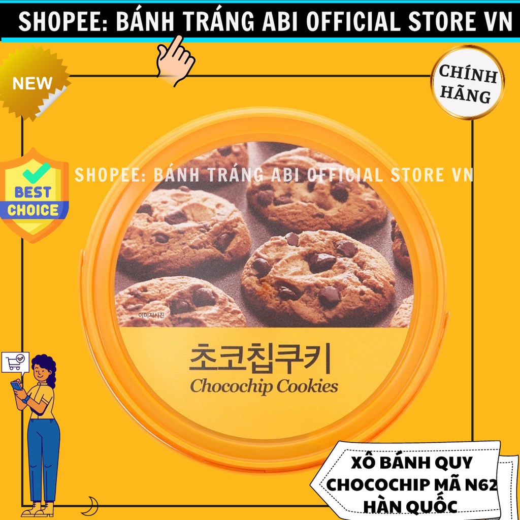 BÁNH QUY CHOCOCHIP THƯƠNG HIỆU NO BRAND HÀN QUỐC XÔ 400G MÃ N62