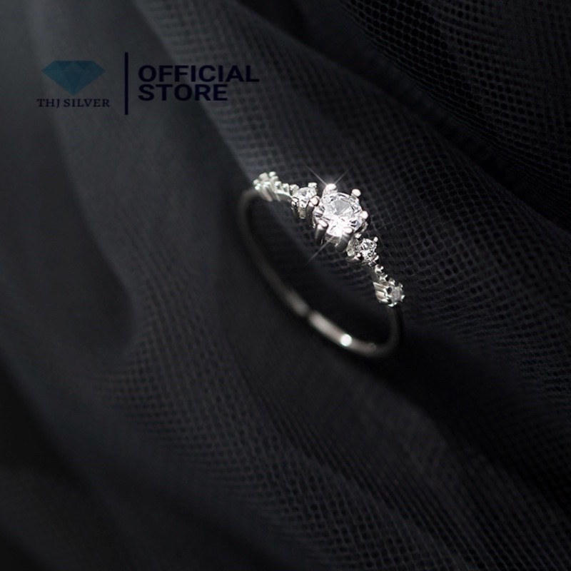Nhẫn nữ ổ đá nhỏ hotrend chuẩn bạc ta-THJ SILVER